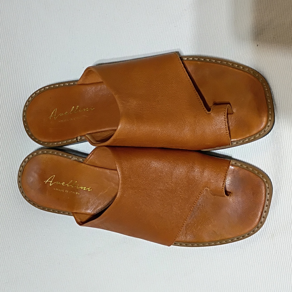 Avellini Genuine Brown Leather Slide - Picture 3 of 8